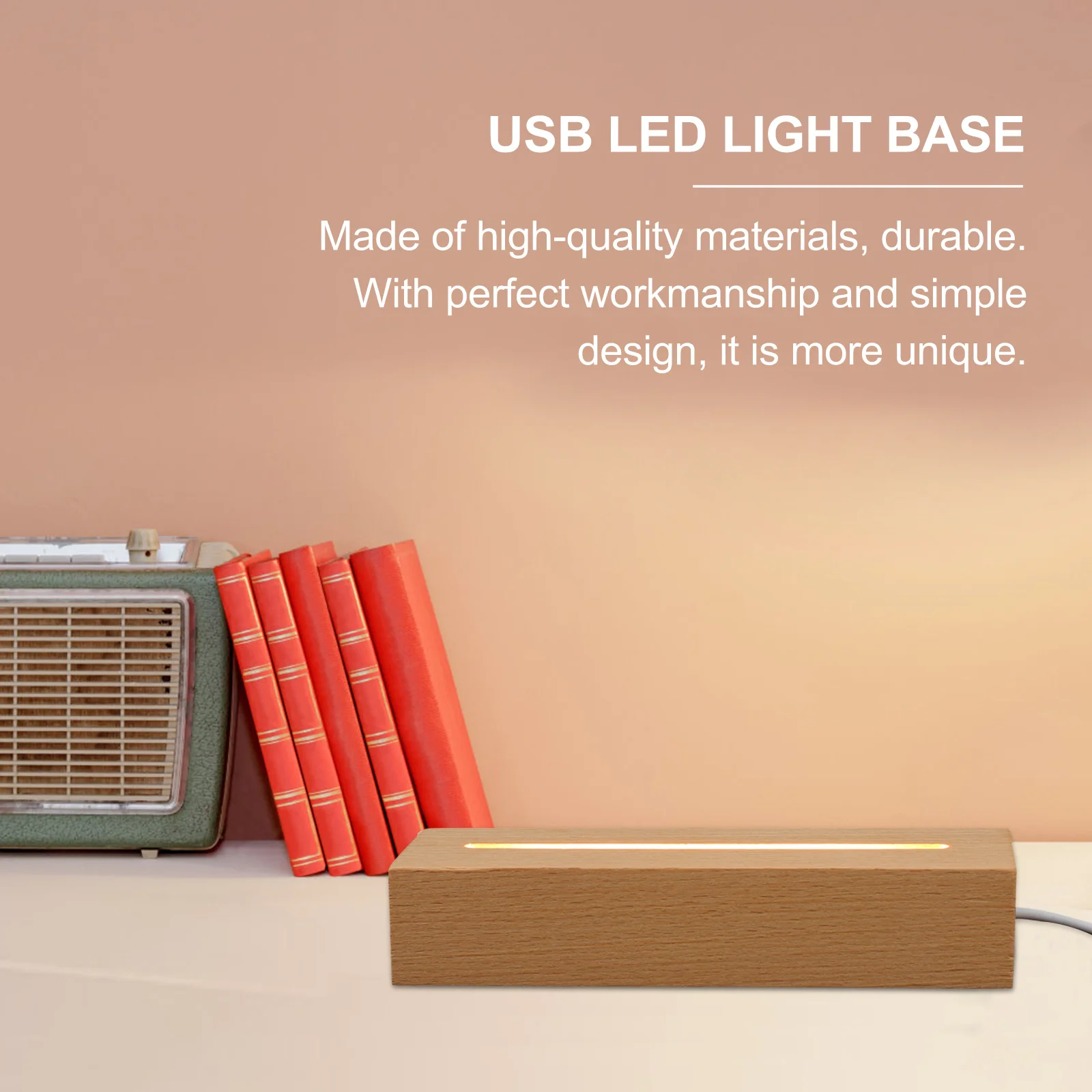Base de luz LED USB, soporte de exhibición de madera para artículos de resina de cristal acrílico, soporte de Base de luz nocturna para tablero de exhibición DIY, 2 uds.