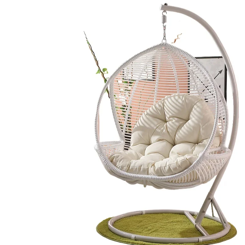 Outdoor Furniture Modern Egg Rope Rattan Wicker Hammock Hanging Chair with Natural Garden Swing Seat