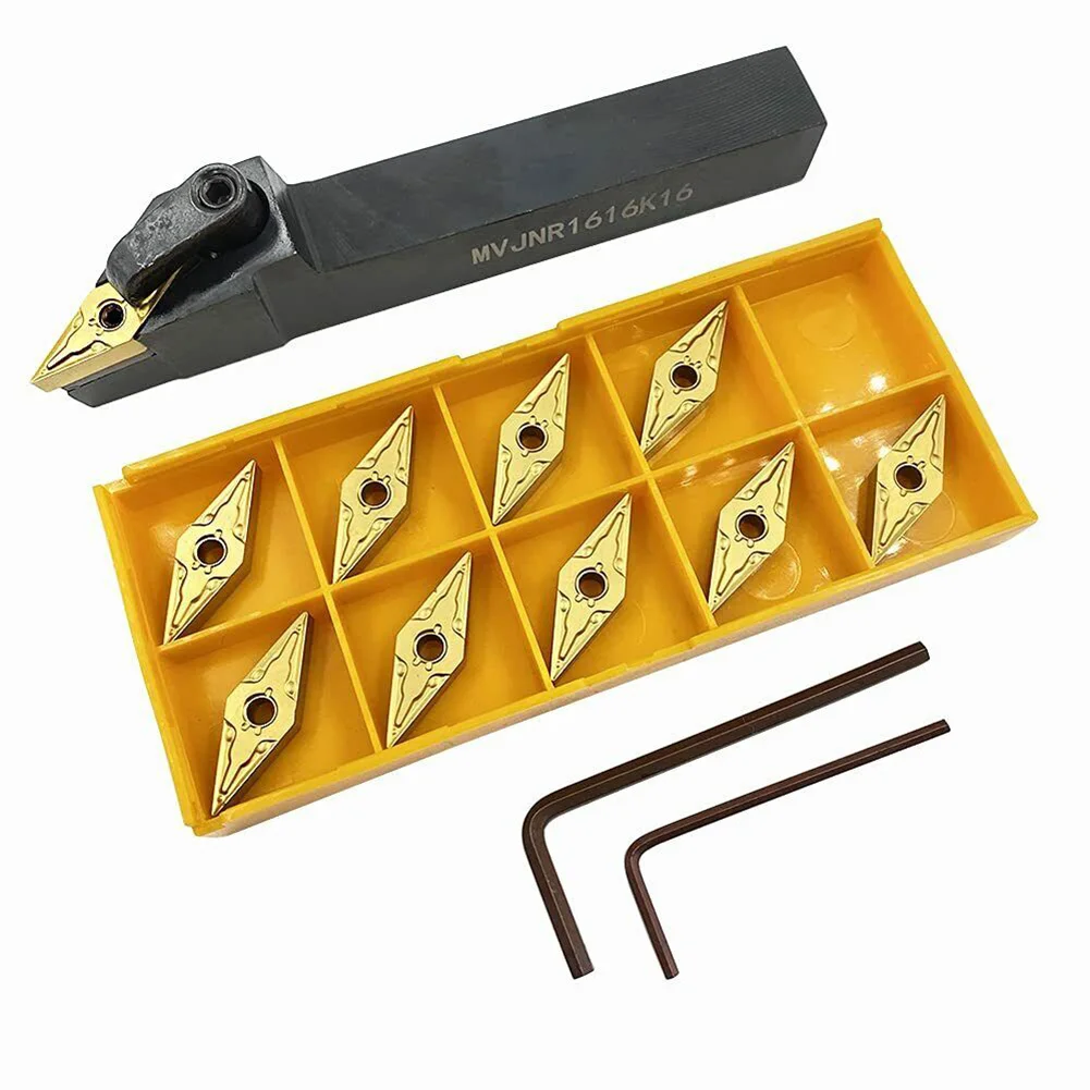 Cutting Edge Technology MVJNR 1616K16 16mm x 125mm CNC External Turning Tool Holder + 10pcs VNMG160404 Inserts