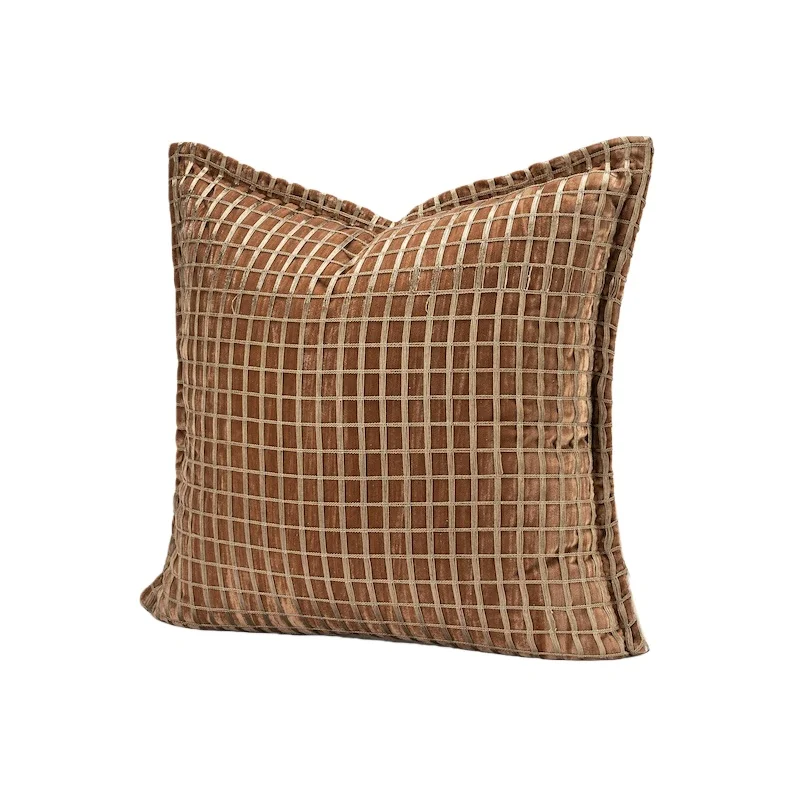 Orange Check Pillows Luxury Retro Geometric Cushion Case Square Decorative Pillow Cover For Sofa Chair Home Decorations