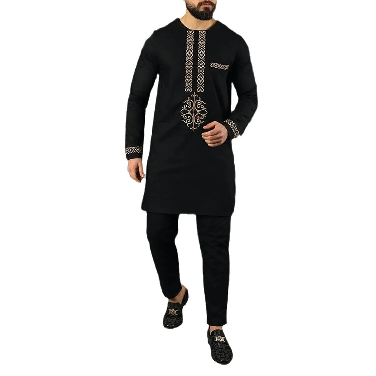 

Men's Casual Embroidered Long Sve rican Ethnic Sle Traditional Clothing Set Comfortable Breathable Faionable