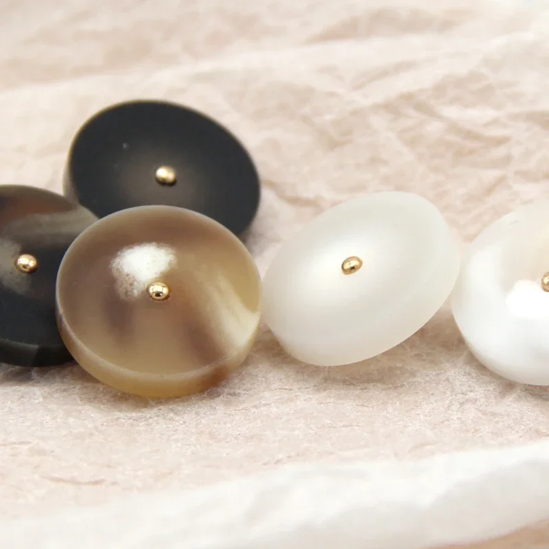 Vintage Big Gold Metal Shank Resin Buttons For Clothing Women Suit Coat Handmade Black Decorative Sewing Accessories Wholesale