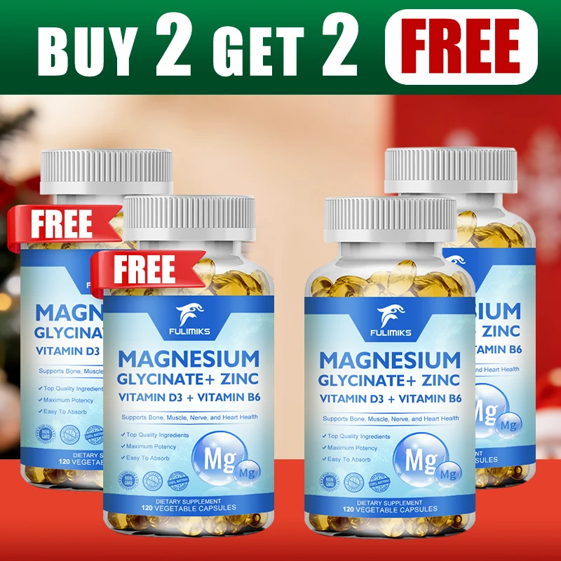 

Buy 2 Get 2 Free! Magnesium Glycinate Capsules, Support High Absorption Gentle on Stomach, Deep Sleep, Stress & Anxiety Relief