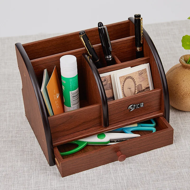 Wooden Storage Box Desktop Rotating Creative Pen Holder Home Office Cosmetics Storage Tissue Box Can Be Given as a Gift