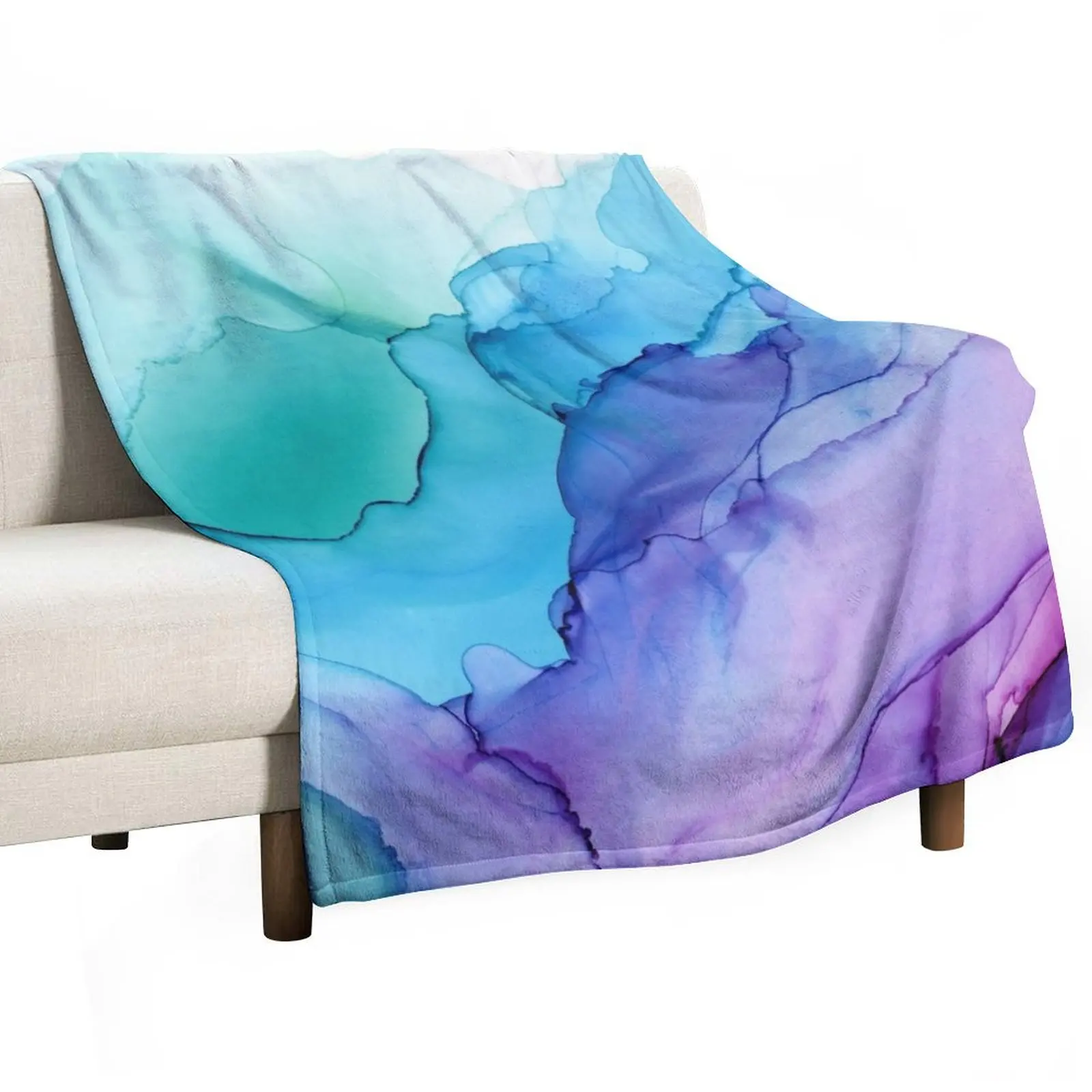 Abstract Colorful Ink Painting Throw Blanket Soft Plush Plaid Hairy Blankets