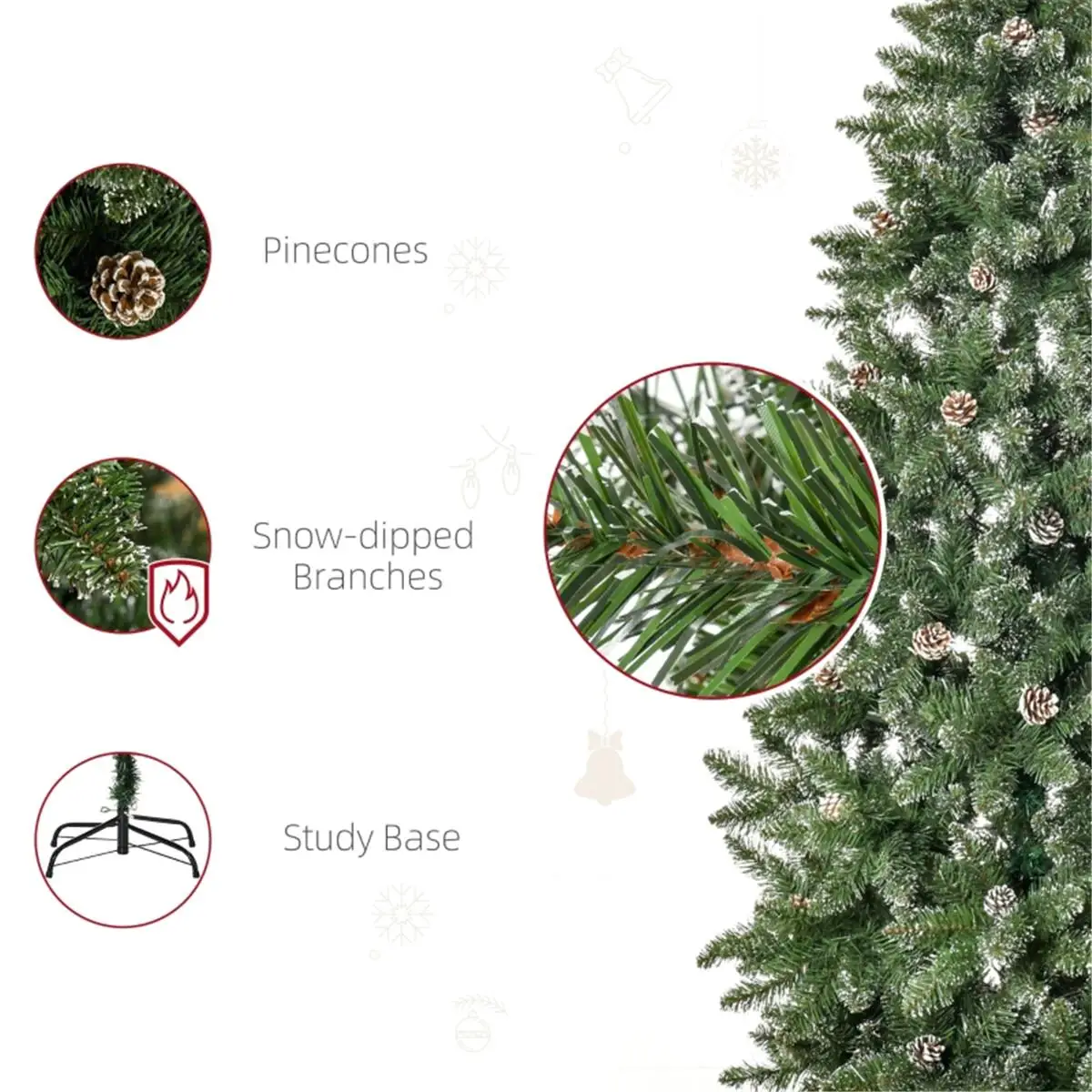 7.5ft Artificial Christmas Tree – Green Holiday Decoration for Festive Cheer