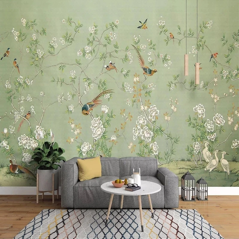 Custom 3D Photo Wallpaper Hand Painted Oil Painting Pastoral Flower Bird Mural Bedroom Living room sofa TV background restaurant