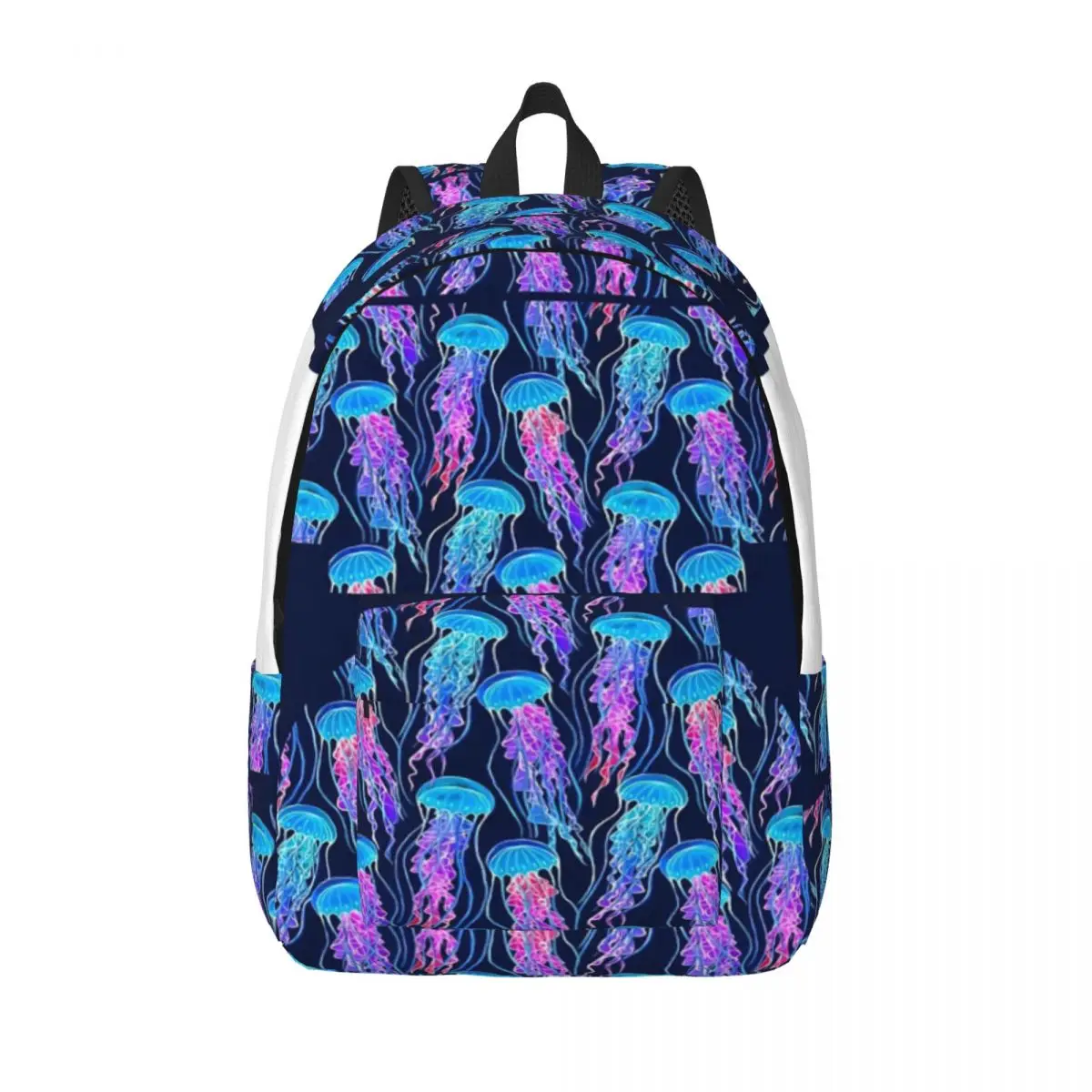 

Люминесцентная Радуга Медуза На Темно-Синем Простой и стильный рюкзак Холщовый рюкзак Сумка