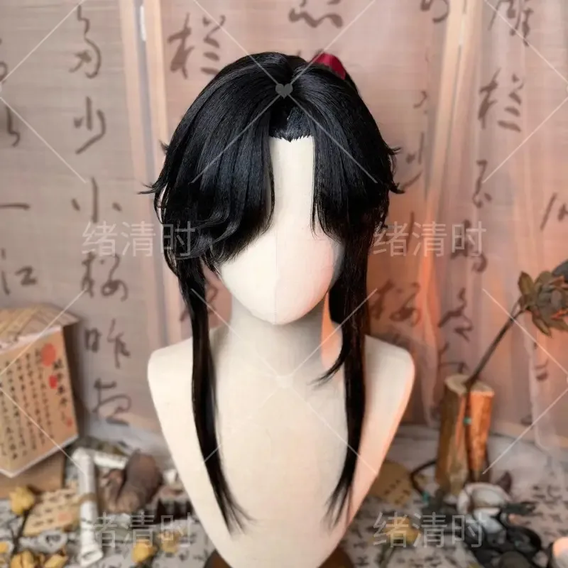 

NewStyled Tian Guan Ci Fu Косплей Hua Cheng San Lang Парик Небесные чиновники Благословение Косплей Черный парик Термостойкий синтетический Wi