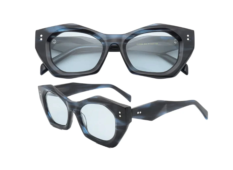 ChicOptix Retro Fashion Damen-Sonnenbrille mit Leopardenmuster, polygonale Sonnenbrille für Herren, Retro-Acetat-Sonnenbrille, UV400, für den Außenbereich, lässig – Detail 14