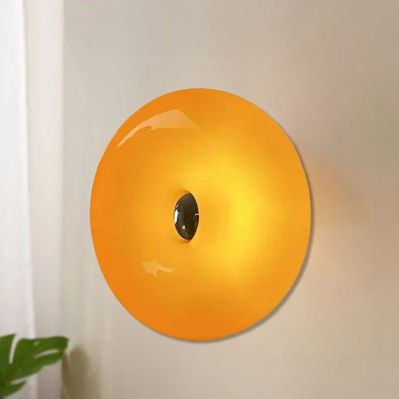 

Donut Glass Wall Lamp Orange USB Plug For Living Room Bedside Study Table Office LED Ambient With Touch Switch Tricolor Lighting