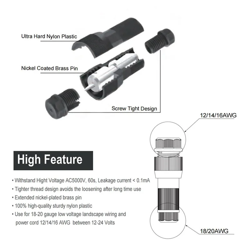 10pcs Piercing Terminal 12/24V Low Voltage Fastlock Connector Quick Electrical Cable Unbreakable Garden Yard Wire Crimp Terminal