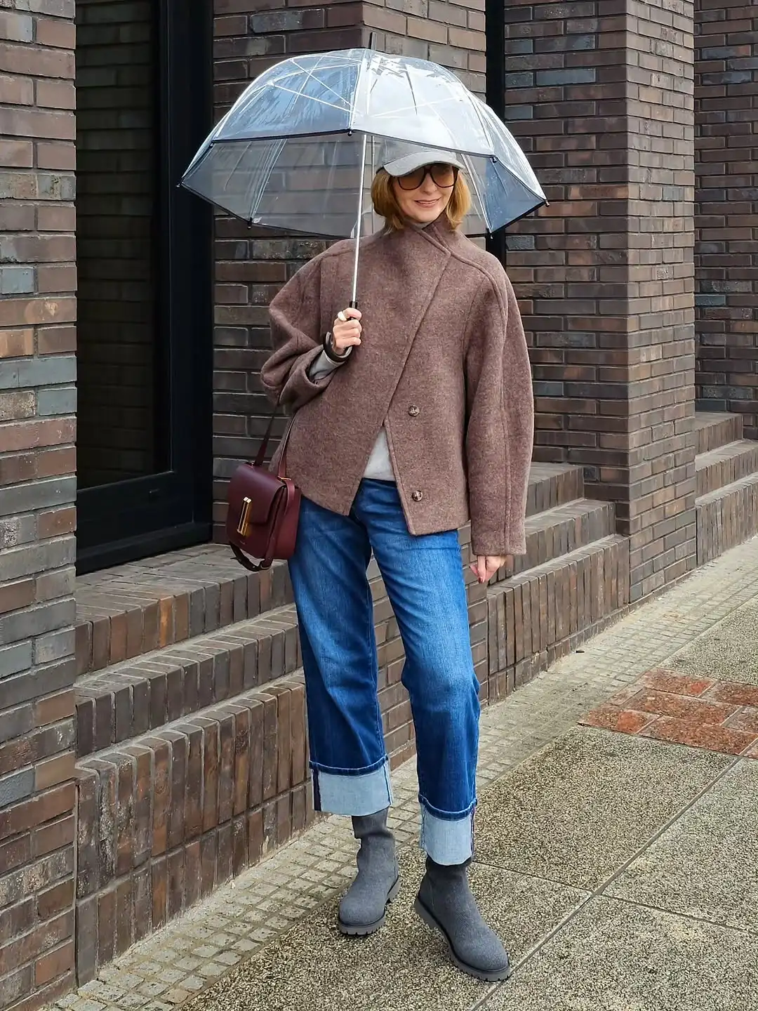 

Women Elegant Stand Collar Woolen Overcoat Casual Full Sleeve Single Breasted Loose Short Coats Lady Commute Office Outerwear