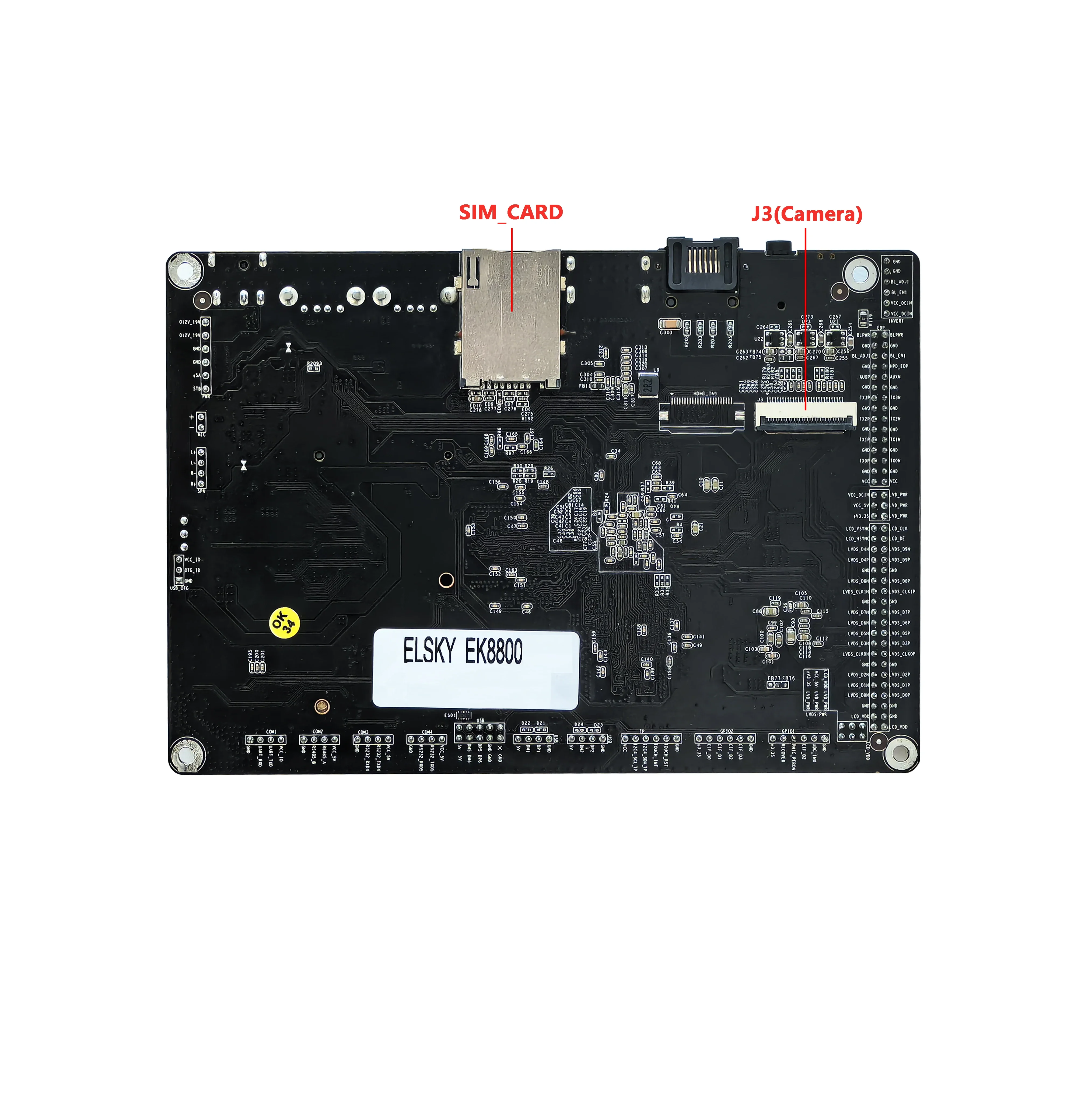 ELSKY EK8800 2/4G  Android ARM Motherboard for Rockchip RK3288 Cortex-A17 Quad-core CPU  HD-MI LVDS 6*USB 2.0 4*COM