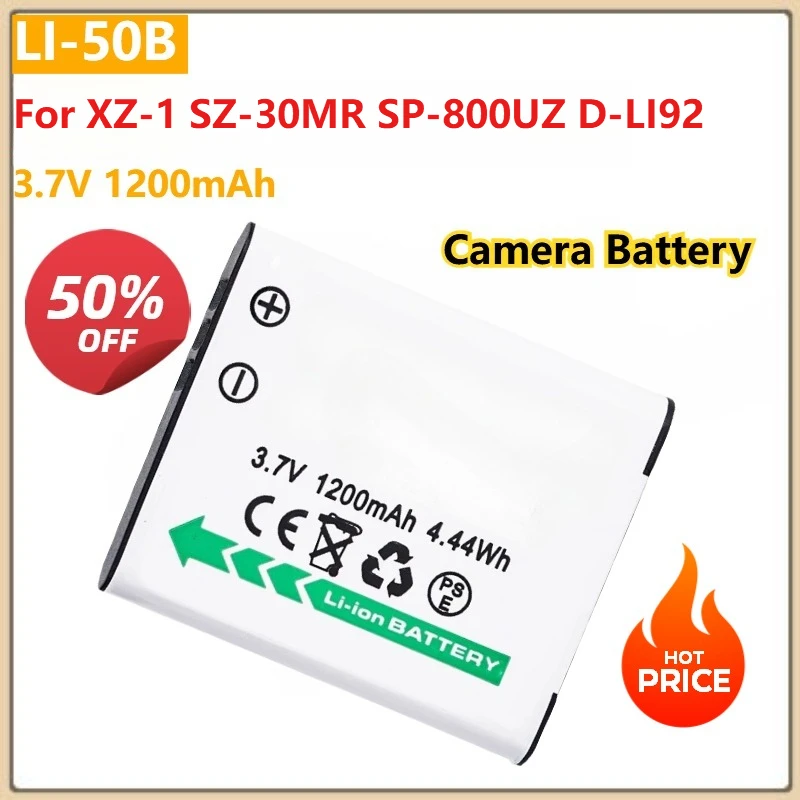

For XZ-1 SZ-30MR SP-800UZ D-LI92 Replacement Camera Battery LI-50B 3.7V 1200mAh