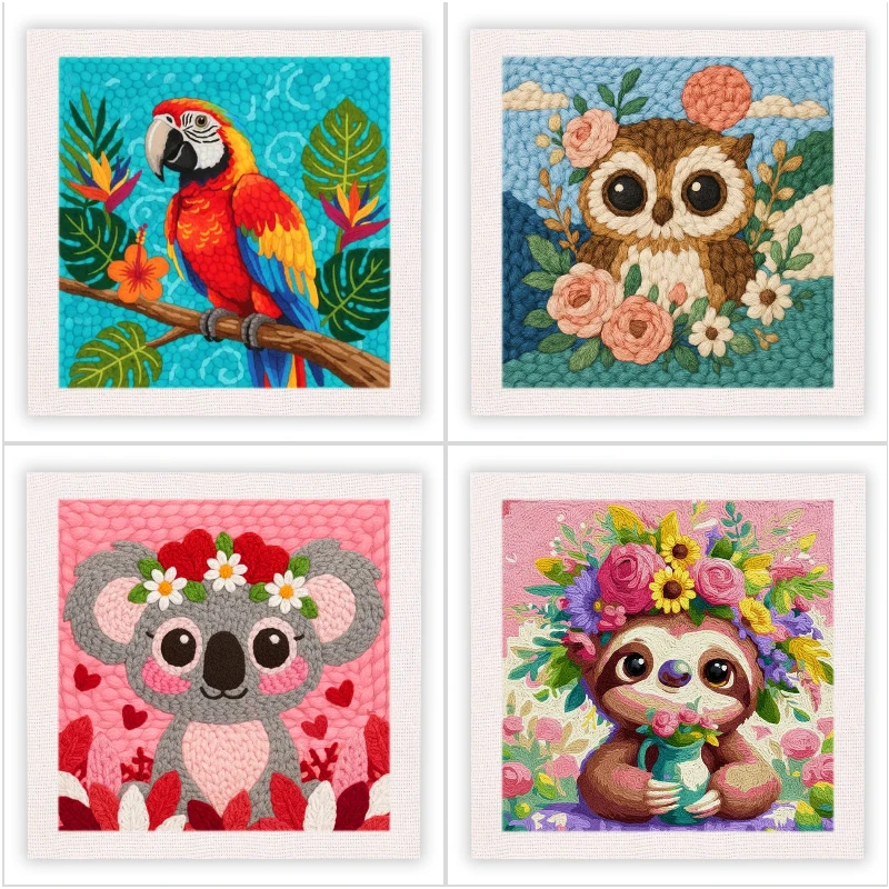 

Punch Needle Kit with Frame for Adults Beginners Kits 25x25cm Embroidery Starter Kits with Giraffe Pattern, Threader, Yarns, Rug