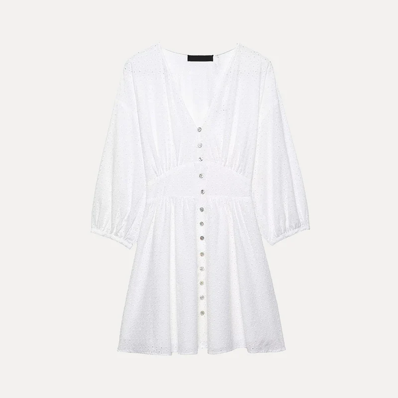 Ele Embroidered Hollow out Women's Dr Faionable Spring New Arrival Z Brand Long Sve Polyester Fiber 00%