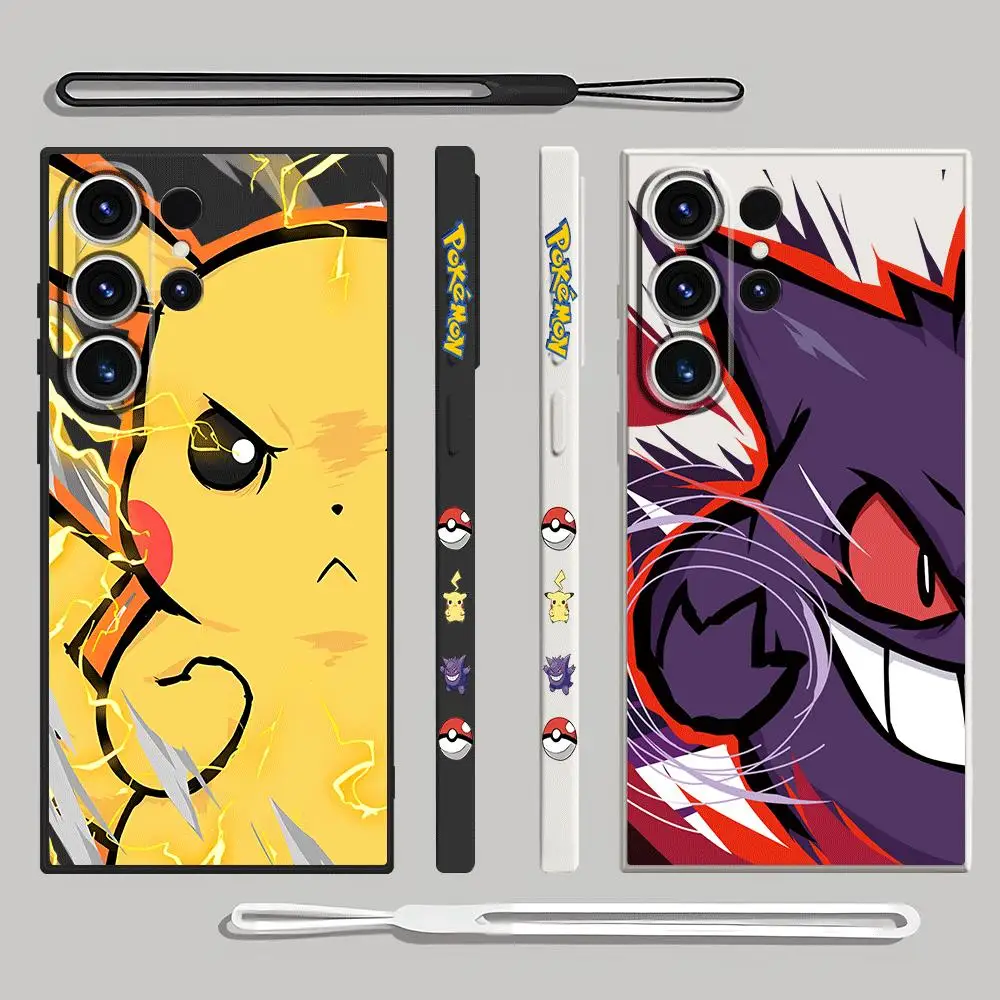 Etui na telefon Pokemon do Samsung Galaxy S20 FE S21 S24 Ultra S22 Plus S23 Ultra 5G Square Liquid Cover Soft