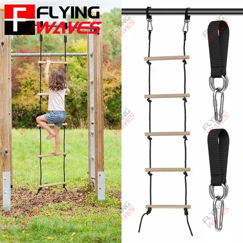 Imagen 1 del producto Escalera de cuerda de escalada para niños, columpio de madera para niños, árbol interior y exterior, parque infantil, juego de recreación, juego de culturismo