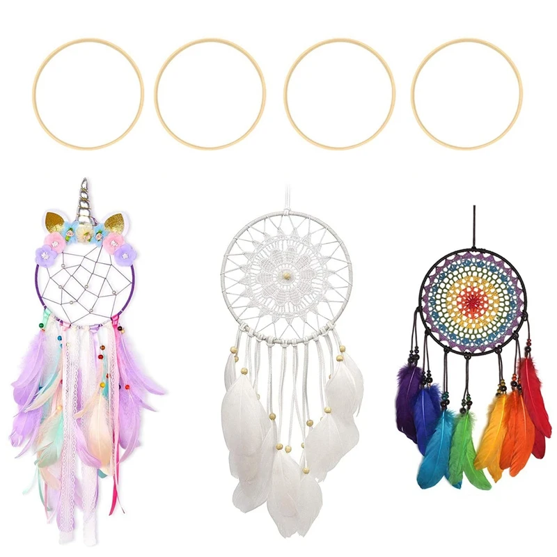 10Pcs Wooden Bamboo Dreamcatcher Rings Hoops Round Hoops Macrame Rings For Dream Catcher DIY Craft 27Cm