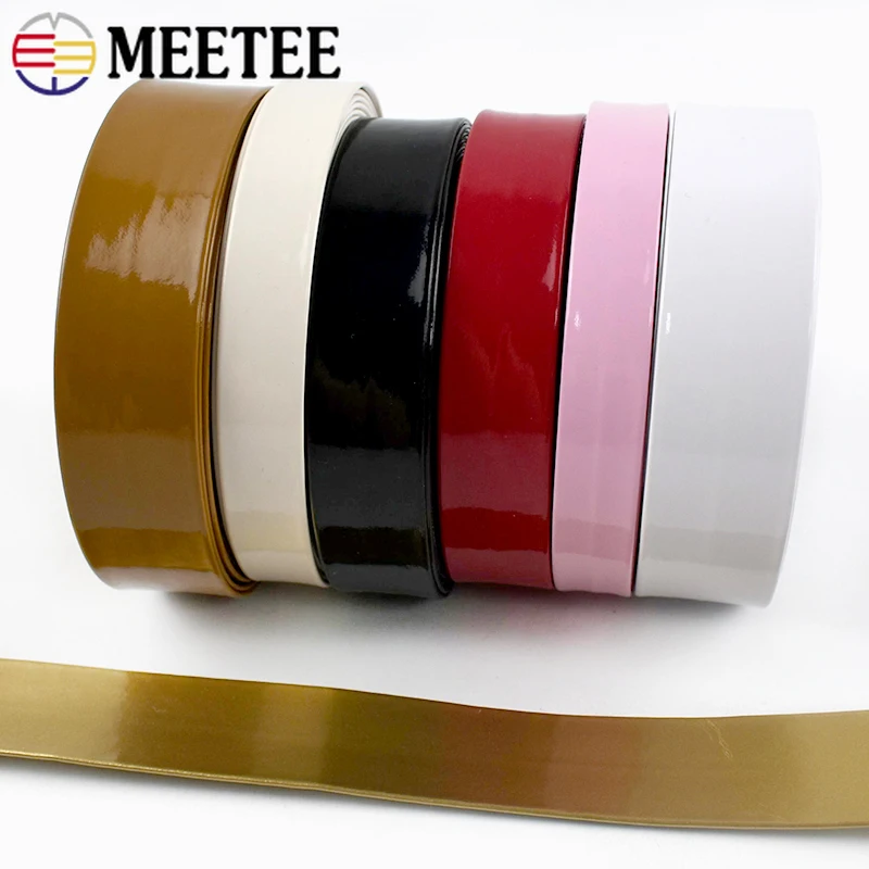 5M Meetee 5-20mm PU Spiegel Band Band Leder Band DIY Kopfschmuck Schmuck Kleidung Rand Dekoration Bänder seil Handwerk Zubehör