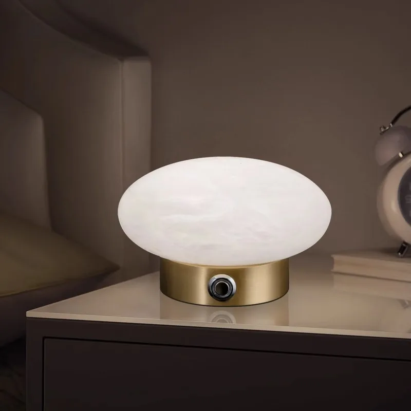 Nordic Bronze Marble Oval Living Room Bedside Simple Table Lamp Dining Room Coffee Table Desk Brass Table Light