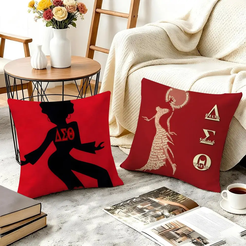D-delta Sigma Theta Cushion Cover Plush Fabric Soft Double Sided Print Home Sofa High Quality Cushion Cover Throw