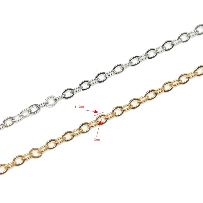 1 Meter Necklace Chains Golden Copper Clad Iron Cross Chains Link Cable O-Shaped Chain For DIY Jewelry Accessories Making