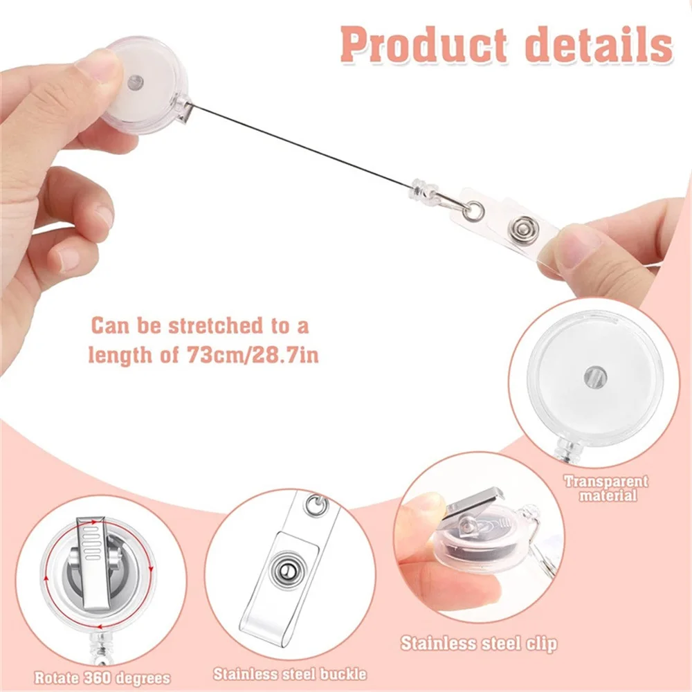 6 Stück Kunststoff-Ausweishalter mit einziehbarem Ausweishalter-Rückteil und drehbarem Clip-Haken, DIY-Ausweishalter für Namensschilder, Arbeitsausweishalter – Detail 2