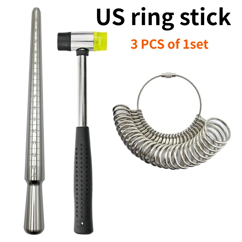 US & UK Size Ring Mandrel & Sizer Set - 4-in-1 Ring Sizing Gauge & Adjustment Tool for Jewelry Making