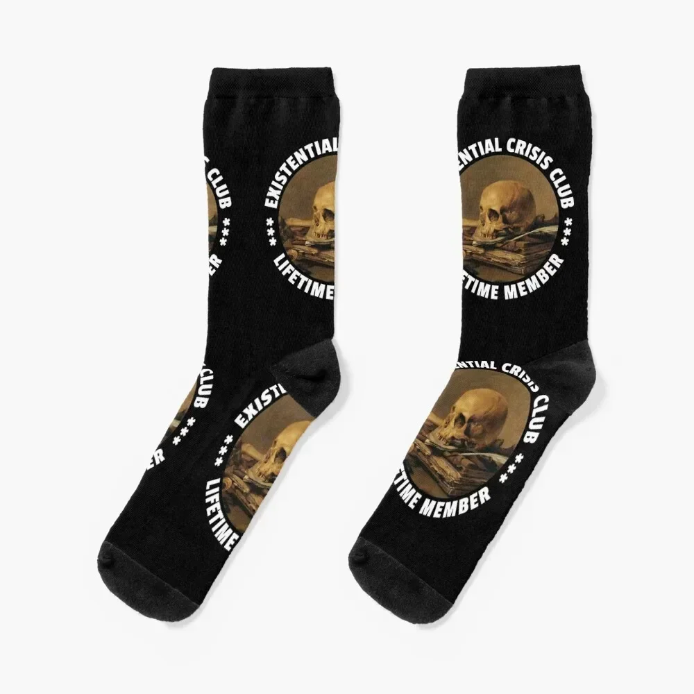 Existential Crisis Club - Lifetime Member - Fun Vanitas Design Socks FASHION Lots colored Women's Socks Men's