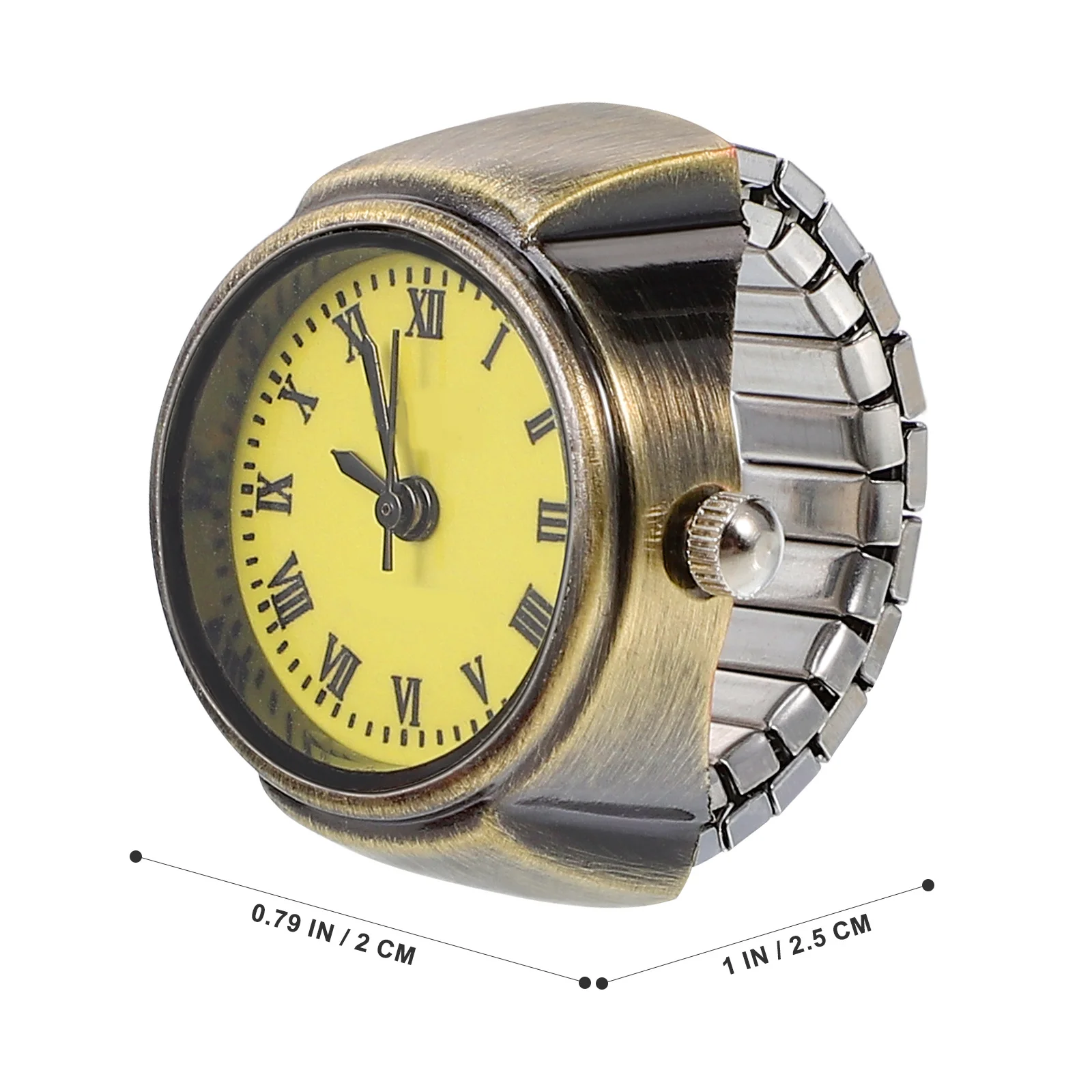 2 قطعة ساعة ريترو حلقة صغيرة كوارتز ساعة الاصبع قرص دائري الأرقام الرومانية هدية الزخرفية للنساء الرجال الإكسسوارات