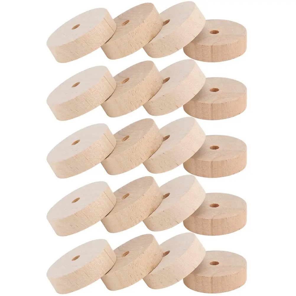 

20 Pcs Wooden Wheels 45mm Diameter 10mm Thick 5mm Hole DIY Craft Accessories Kids Toy Car Parts Miniature Wood Wheel Set