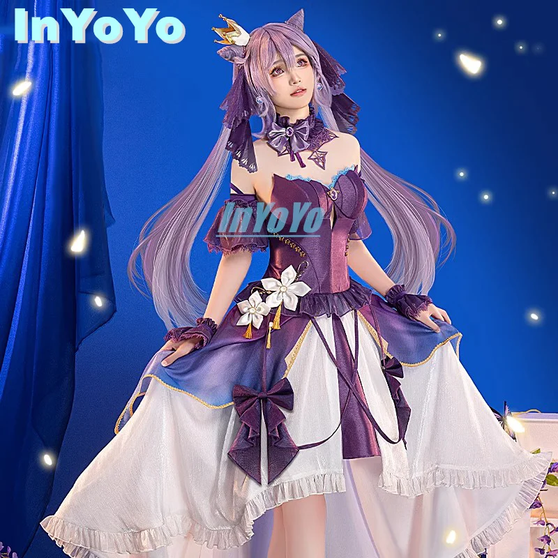 InYoYo Keqing Cosplay Kostuum Genshin Impact Violet Vlinder Taal Lolita Jurk Uniform Halloween Party Outfit Vrouwen Nieuw