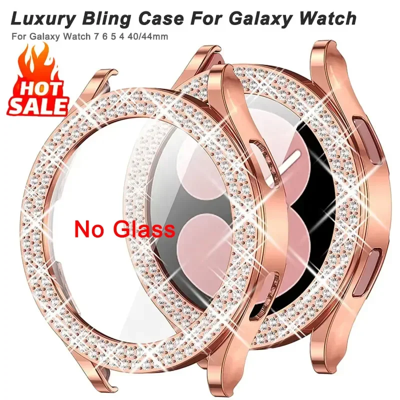Bling Diamant-Hülle für Samsung Galaxy Watch 7 6 5 4 PC Schutzhülle 40mm 44mm Displayschutz Stoßfänger Transparente Abdeckung
