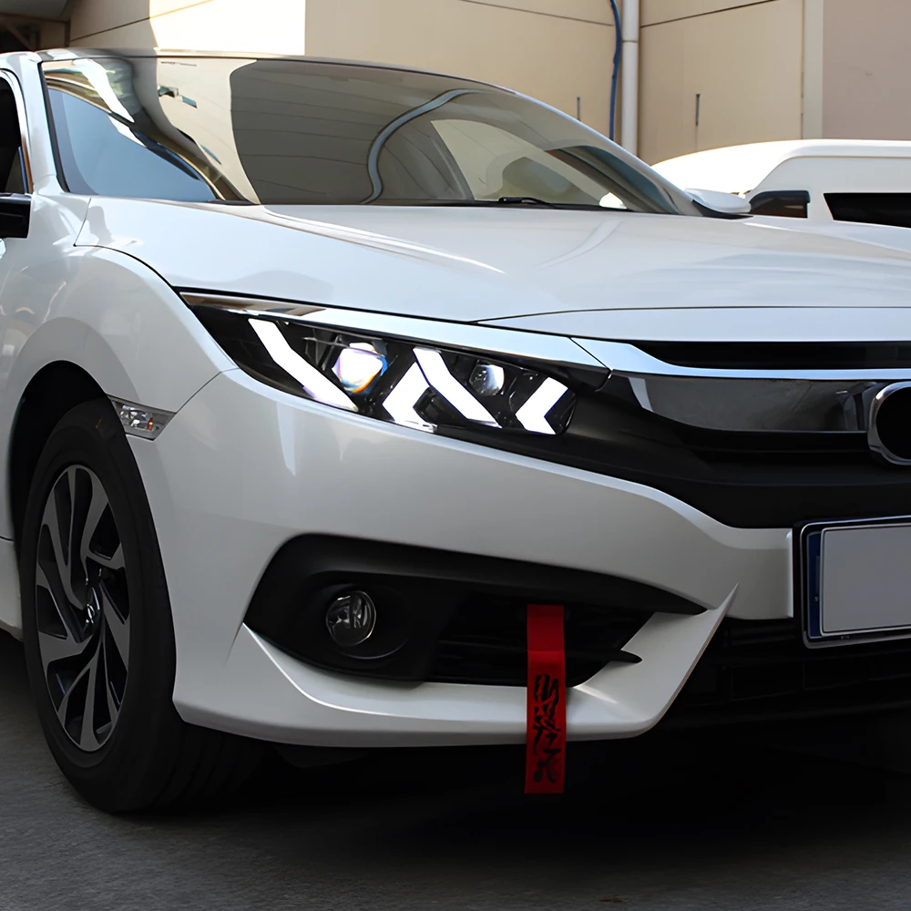 Luces de coche para Civic X 10. a generación 2016-2021, conjunto de faros Led para automóvil, actualización de estilo Lamborghini, accesorios de lámpara frontal de señal intermitente