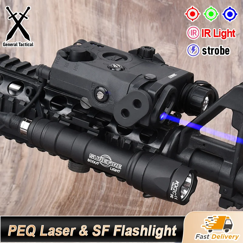 WADSN Tactical PEQ PEQ15 Laser SF M300A M600C Flashlight Airsoft Hunting Accsesories High Power Red Dot Green Blue Indicator