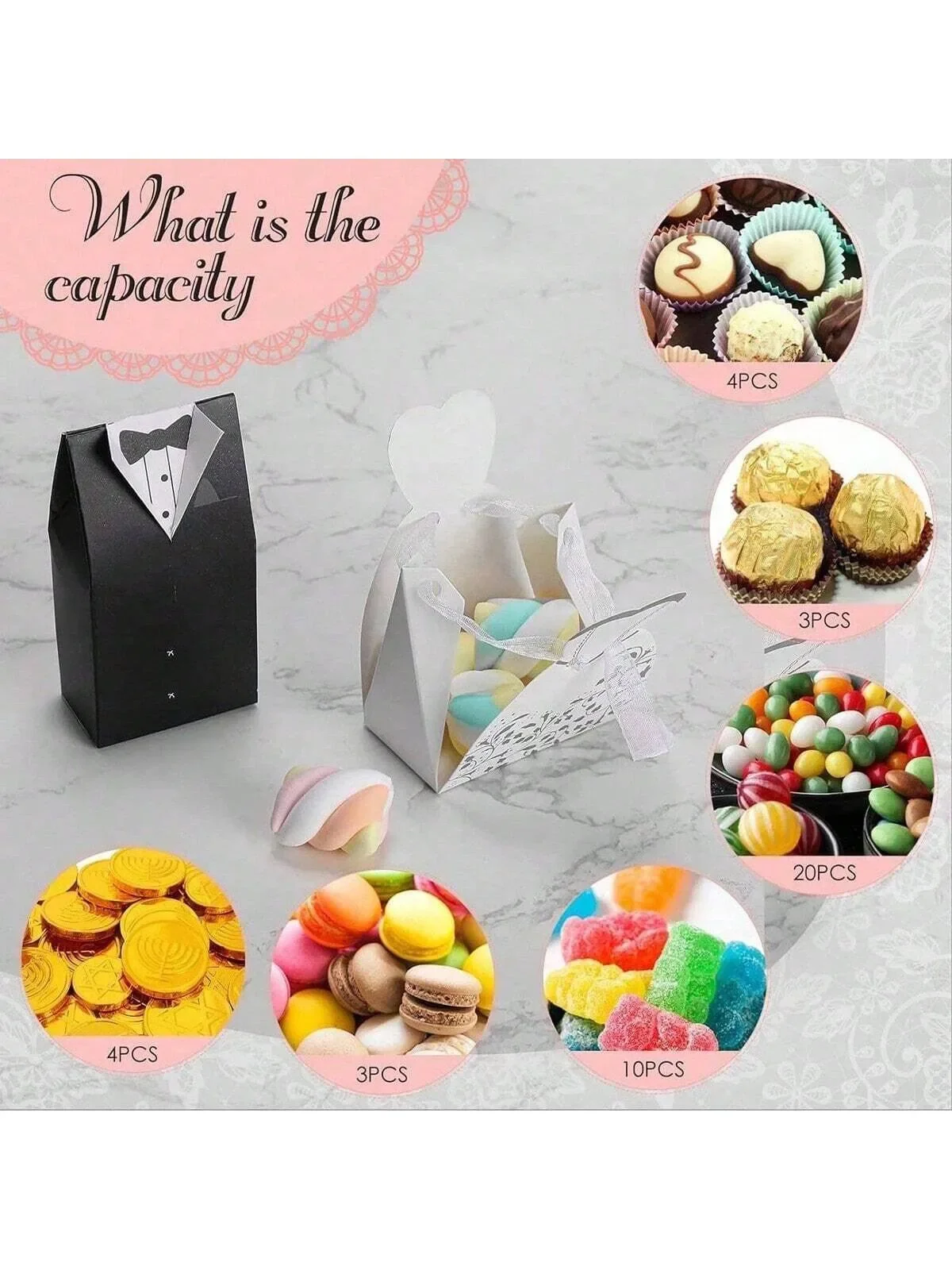 Boîtes à cadeaux de mariage multi-pièces, petites boîtes à cadeaux de fête de mariage, boîtes à bonbons pour mariée et marié, boîtes à cadeaux pour robe et smoking