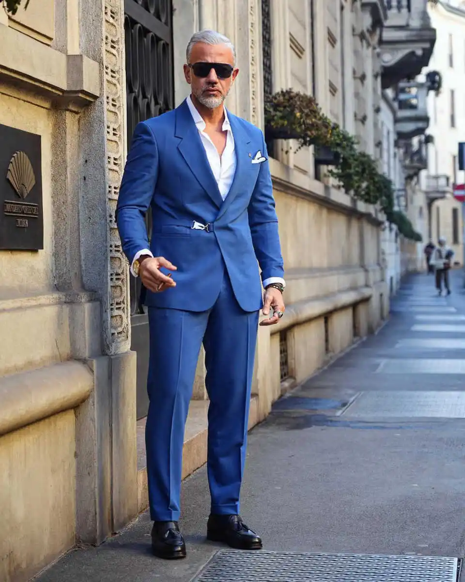 Abiti da uomo formali 2 pezzi con un bottone risvolto tinta unita blazer pantaloni occasioni giacca personalizzata taglie forti matrimonio casual sposo