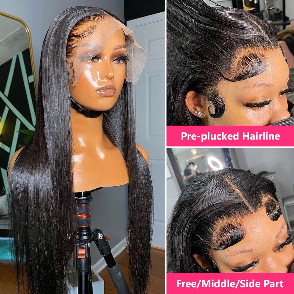 Vrvogue Real Human Hair Wig 13x6 Lace Front Wigs Human Hair 28 Inch Straight Human Hair Wig with Baby Hair 180% Density