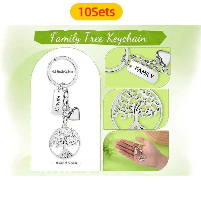 10Sets Love Tree of Life Keychain Pendant Teacher's Day Gratitude With English Thank You pendant  Keychain For Gifts