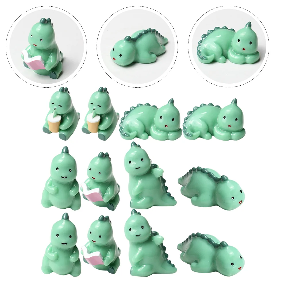 

12 Pcs Mini Dinosaur Ornament Miniature Animal Figurines Micro Scene Decorations Small