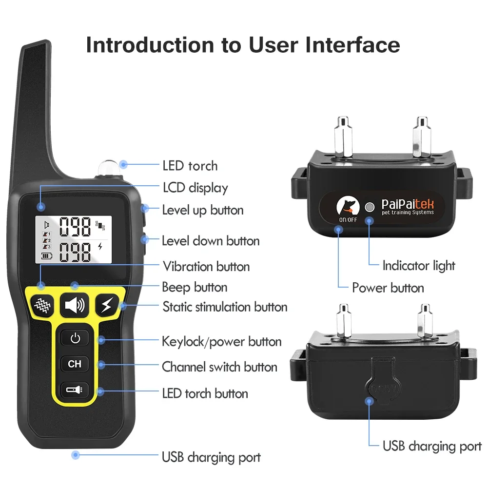 

1000M Dog Anti-Bark Remote Collar 433HZ Electric Dog Training Collar Universal Dog Collar Waterproof Rechargeable Freeshiping