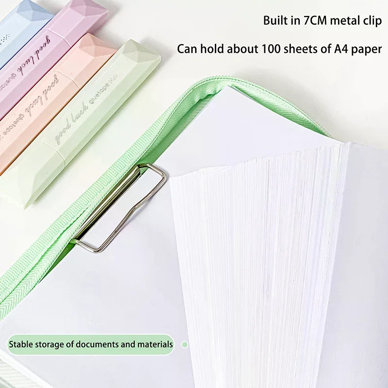 1PC Art Transparent Hand Zip Folder Test Paper Storage Bag Student Handheld Cartoon With Clipboard Hard Shell Homework Holder