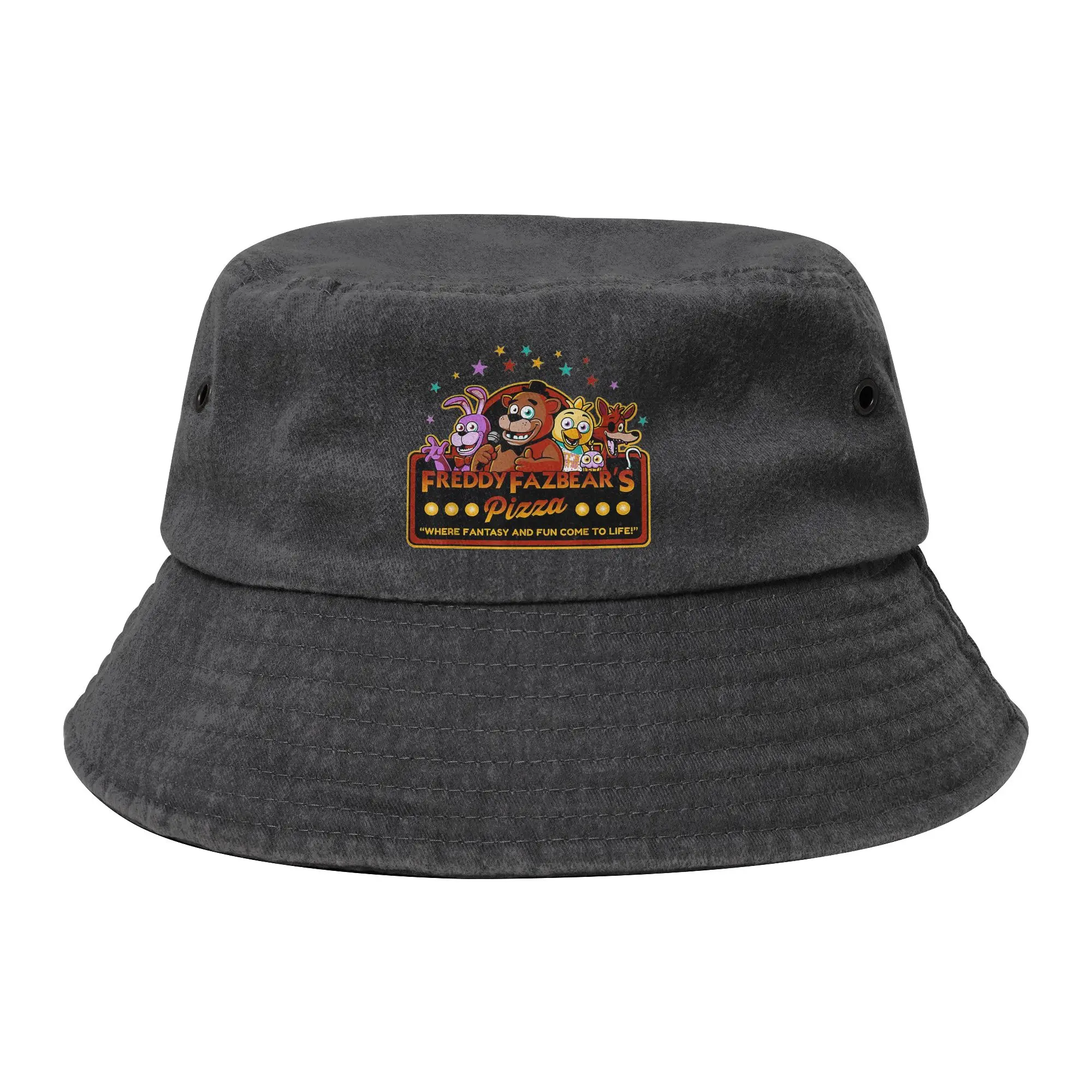 Roxanne Wolf Fnafed Bucket Hats for Men Women Travel Game Distressed Cotton Field Hat UV Protection for Hiking Fishing Cap