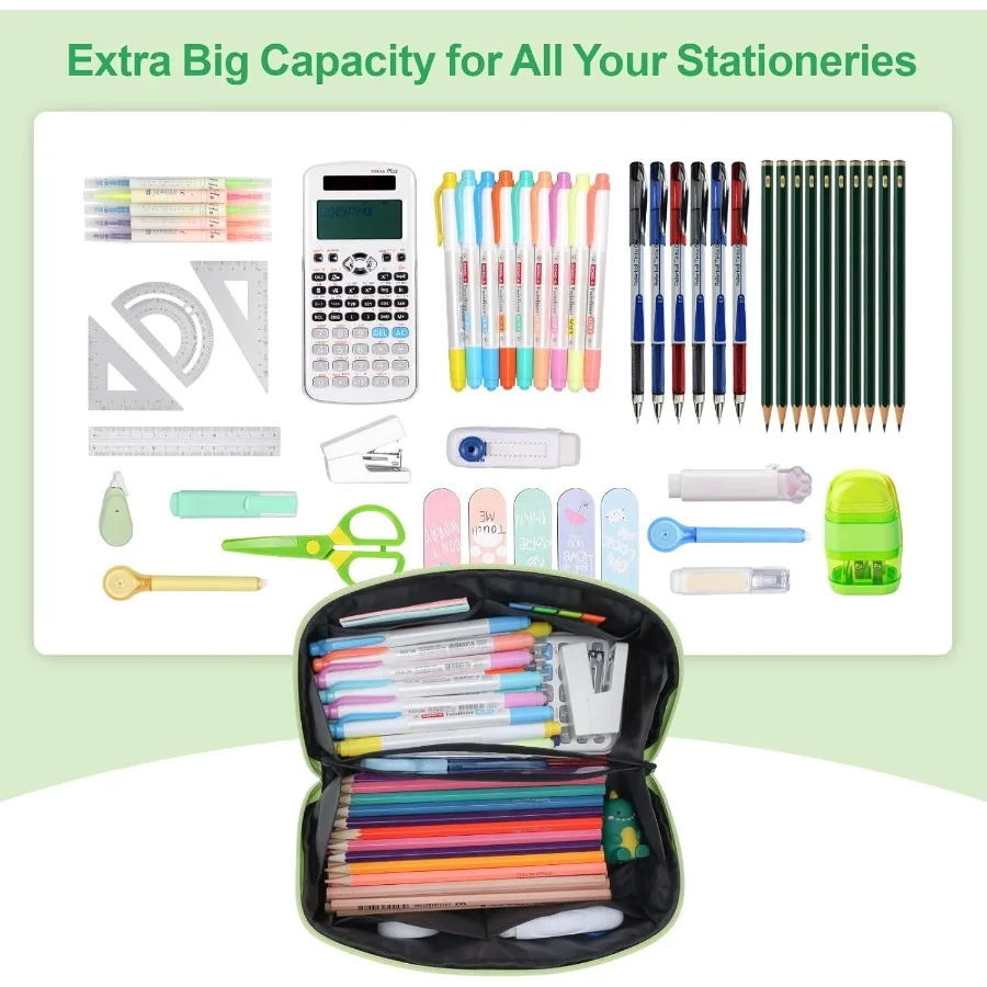 กล่องดินสอความจุขนาดใหญ่สำหรับเด็กผู้ชาย - กระเป๋าใส่ดินสอเปิดกว้างพร้อมช่องใส่ของ 8 ช่อง ดีไซน์นุ่มน่ารัก เหมาะสำหรับอุปกรณ์การเรียน