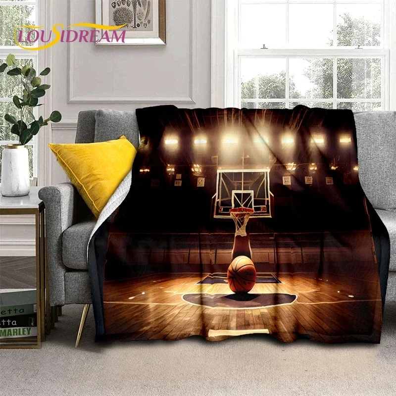 Latest Basketball Court Frame Soft Flannel Blanket for Beds Bedroom Sofa Picnic,Throw Blanket for Cover Outdoor Leisure Nap Gift