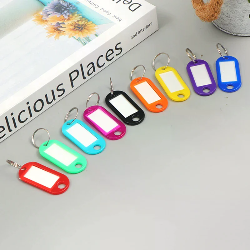 50pcs Random Color Key Tags Id Label Name Tags Plastic Prevent Missing Key Identifiers Luggage Bag Accessories