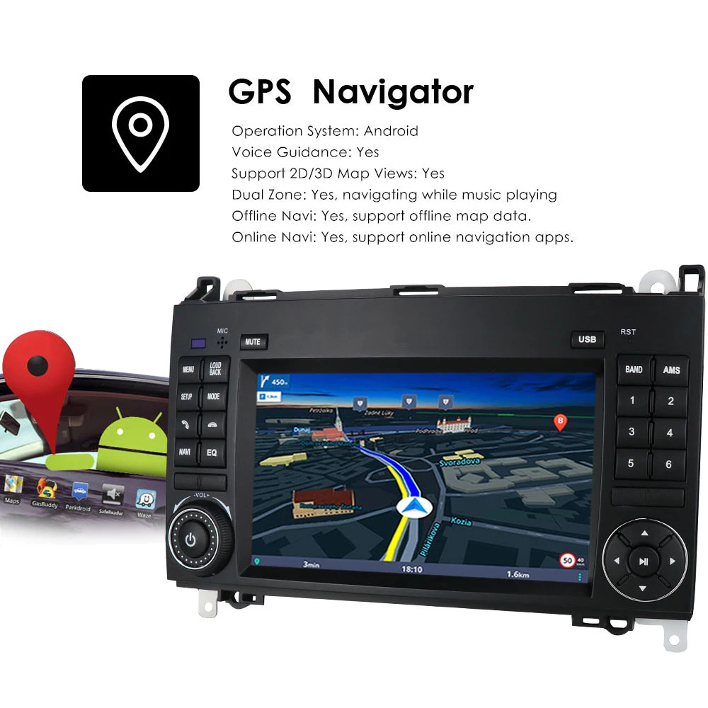 Android-Autoradio mit kabelloser Carplay-GPS-Navigation für Mercedes-Benz B-Klasse W245 B160/B170/B180/B200 2004–2012