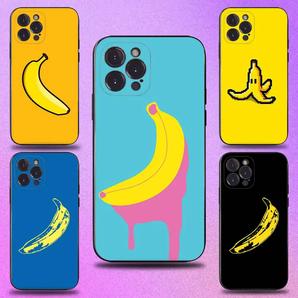 

Fruit Banana Phone Case For iPhone 17,16,15,14,13,12,Pro,Max,Plus,E,SE4,Air,Mini Black Soft Cover